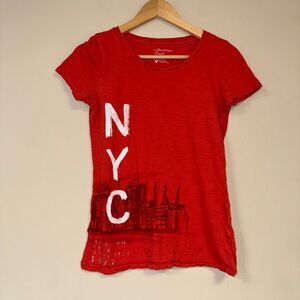 American Eagle NYC Red T-Shirt Womens Medium New York City Vacation Big Apple NY
